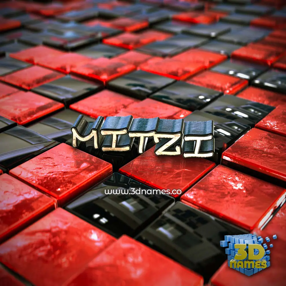 mitzi in Red Checkered style - 3D name wallpaper