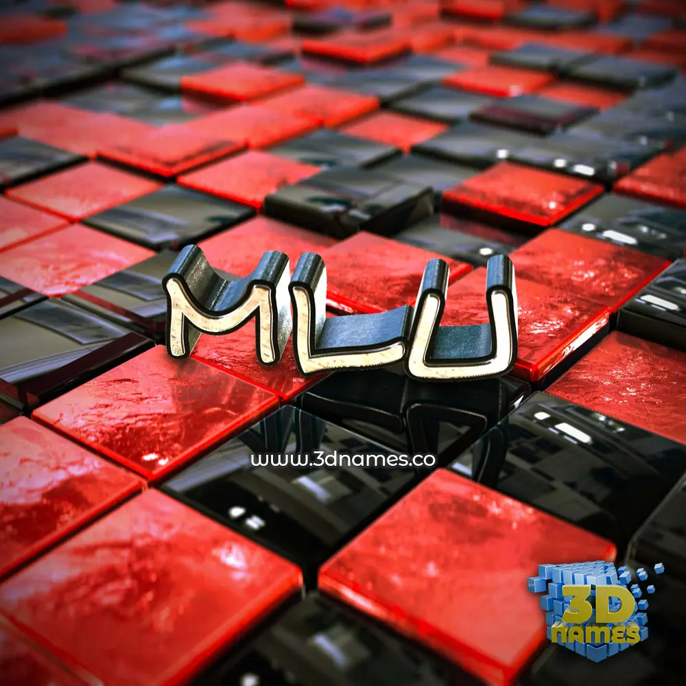 mlu in Red Checkered style - 3D name wallpaper