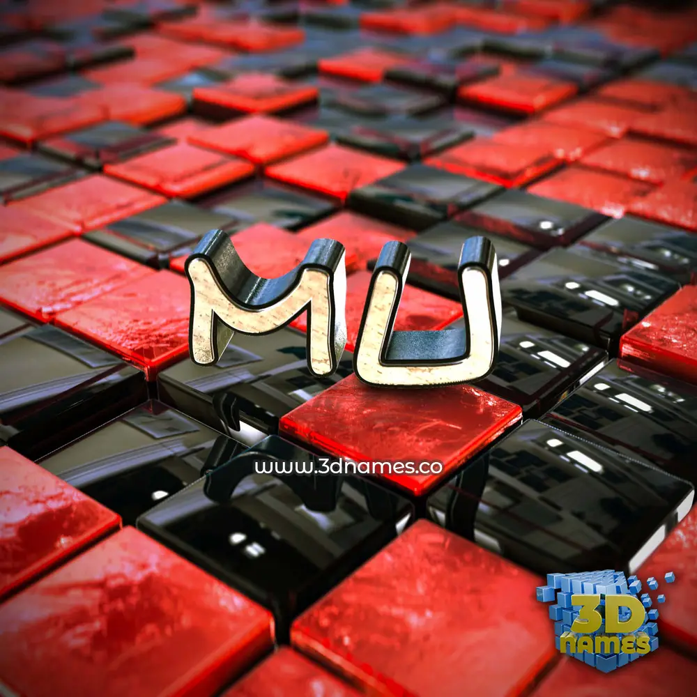 mu in Red Checkered style - 3D name wallpaper