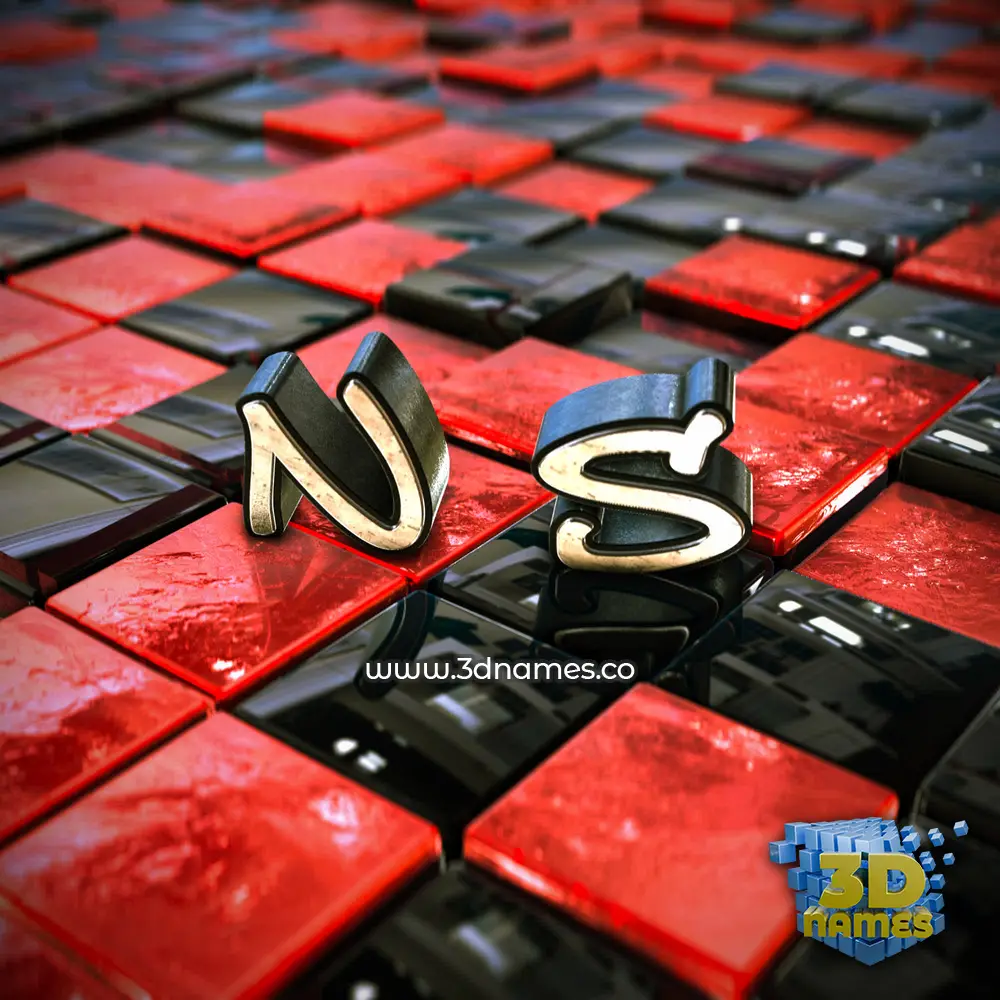 n s in Red Checkered style - 3D name wallpaper
