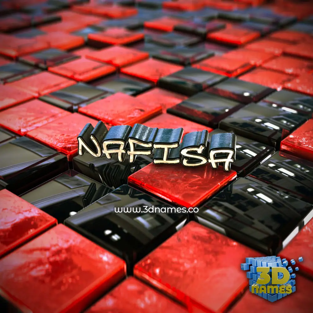 nafisa in Red Checkered style - 3D name wallpaper