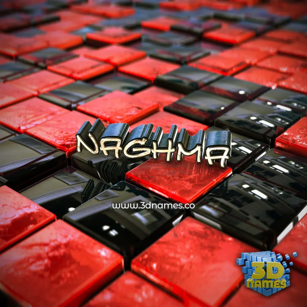 naghma in Red Checkered style - 3D name wallpaper