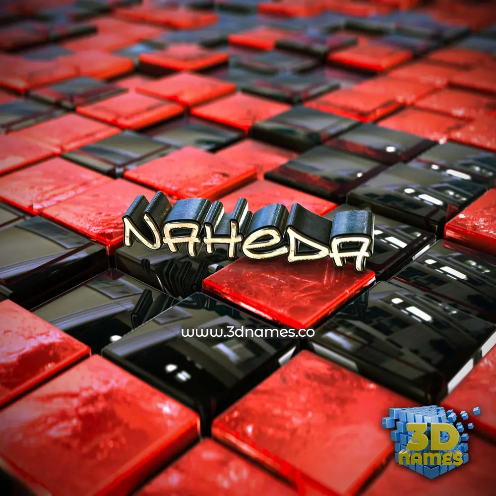 naheda in Red Checkered style - 3D name wallpaper