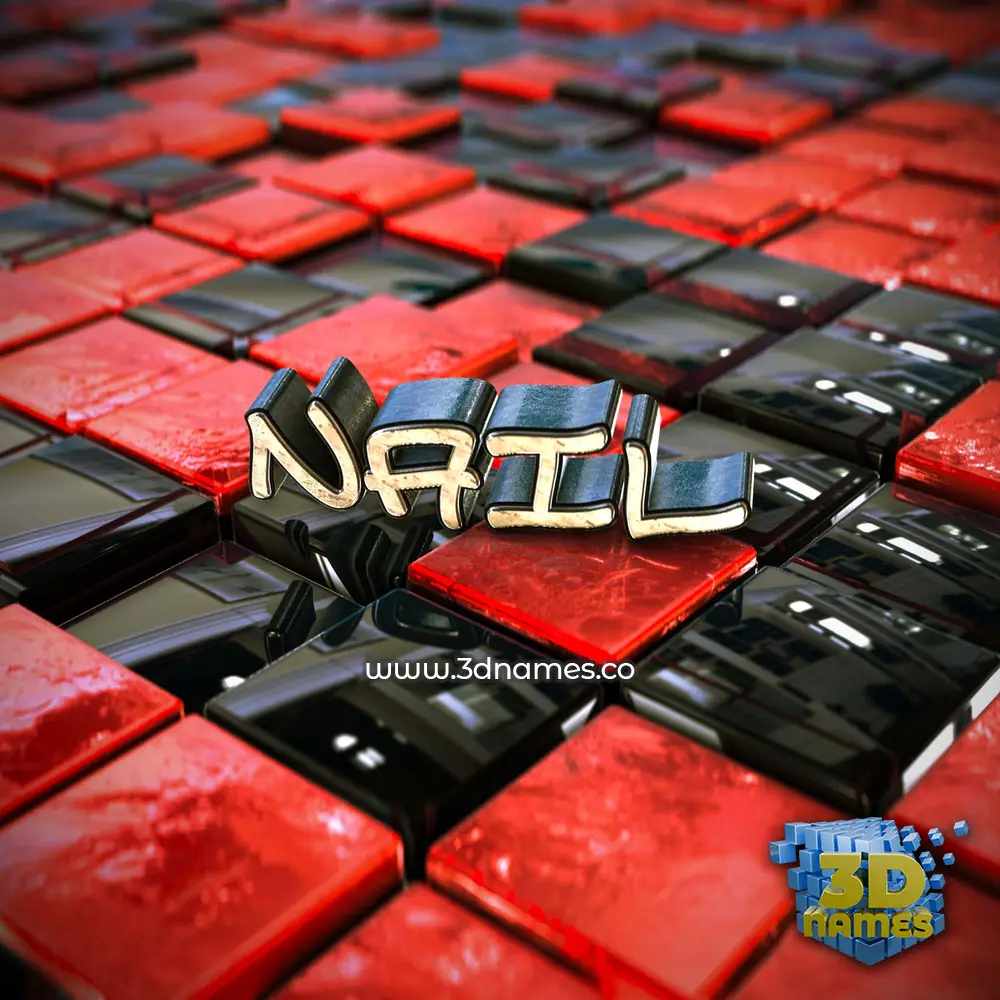 nail in Red Checkered style - 3D name wallpaper