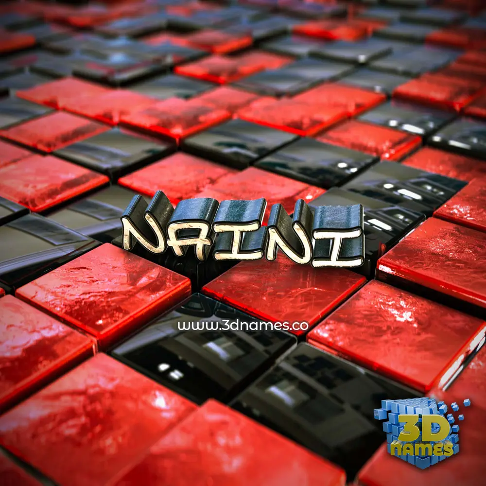 naini in Red Checkered style - 3D name wallpaper
