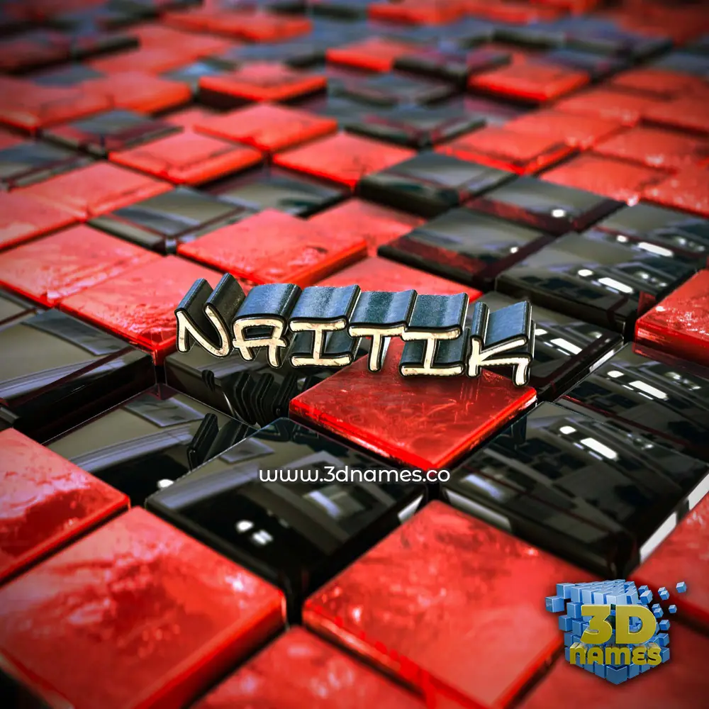 naitik in Red Checkered style - 3D name wallpaper