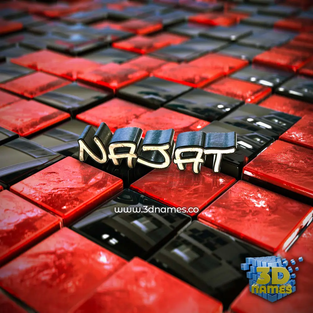najat in Red Checkered style - 3D name wallpaper