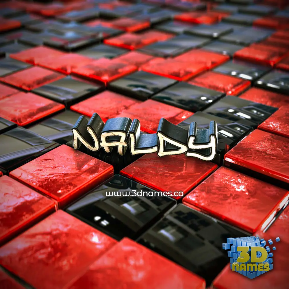 naldy in Red Checkered style - 3D name wallpaper