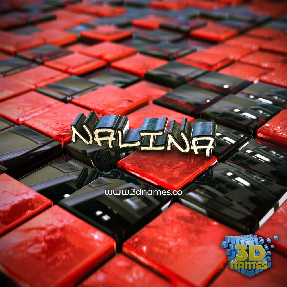 nalina in Red Checkered style - 3D name wallpaper