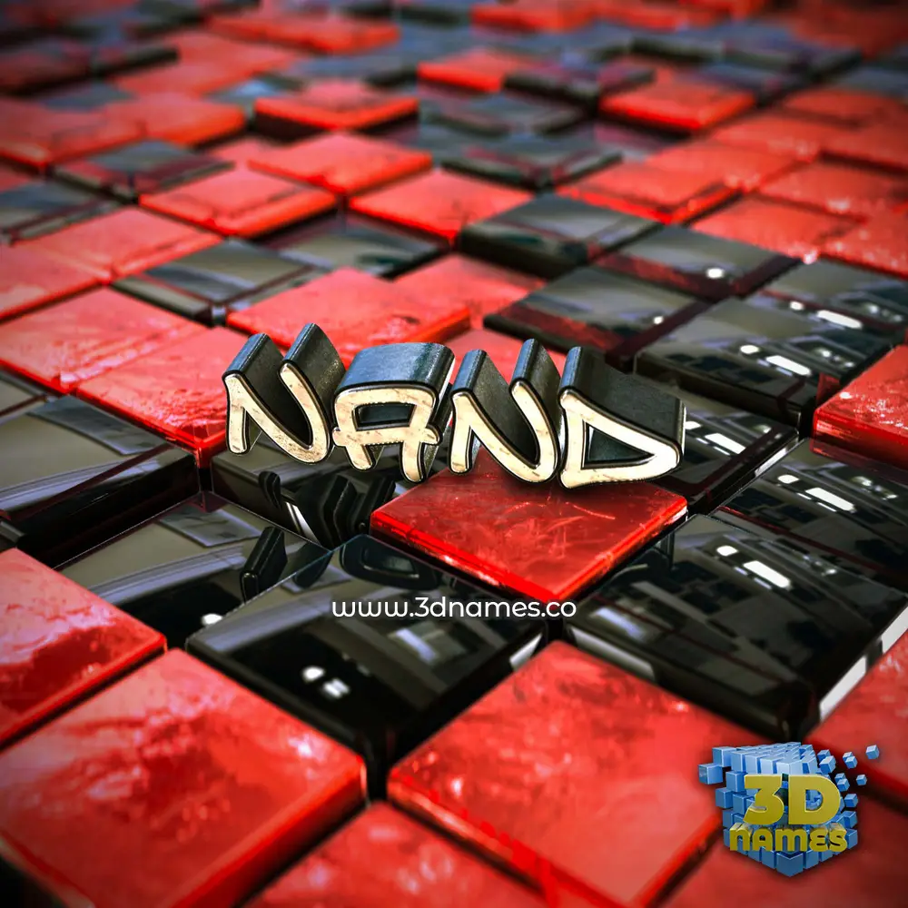 nand in Red Checkered style - 3D name wallpaper