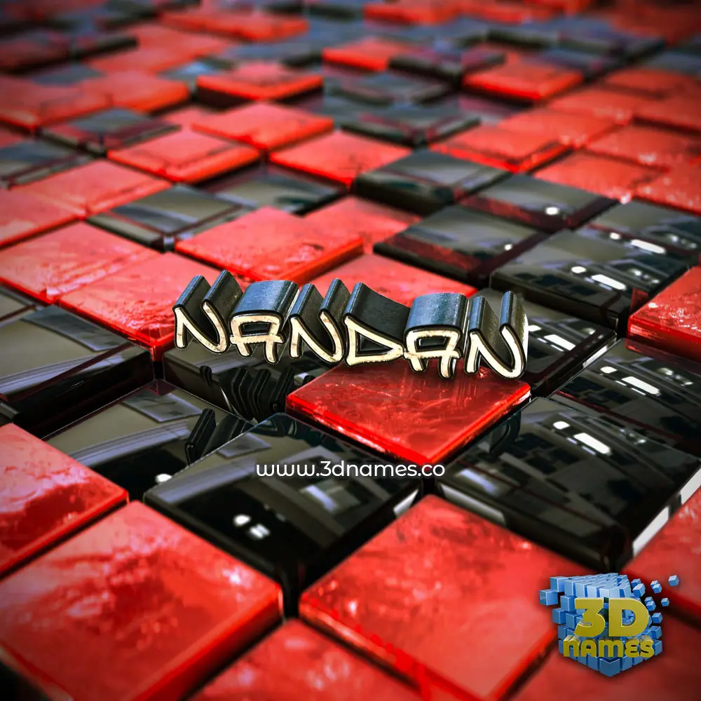 nandan in Red Checkered style - 3D name wallpaper