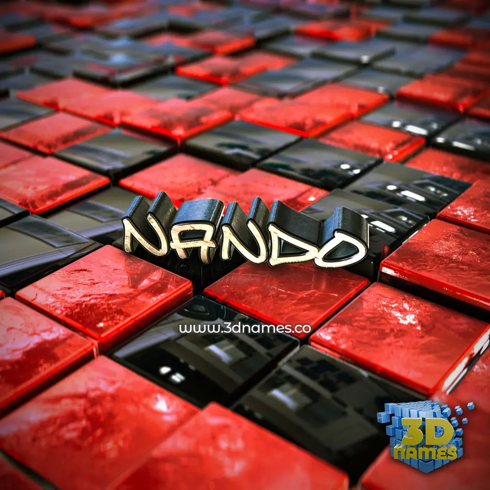 nando in Red Checkered style - 3D name wallpaper