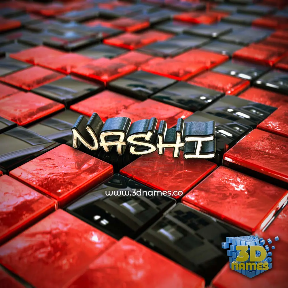 nashi in Red Checkered style - 3D name wallpaper