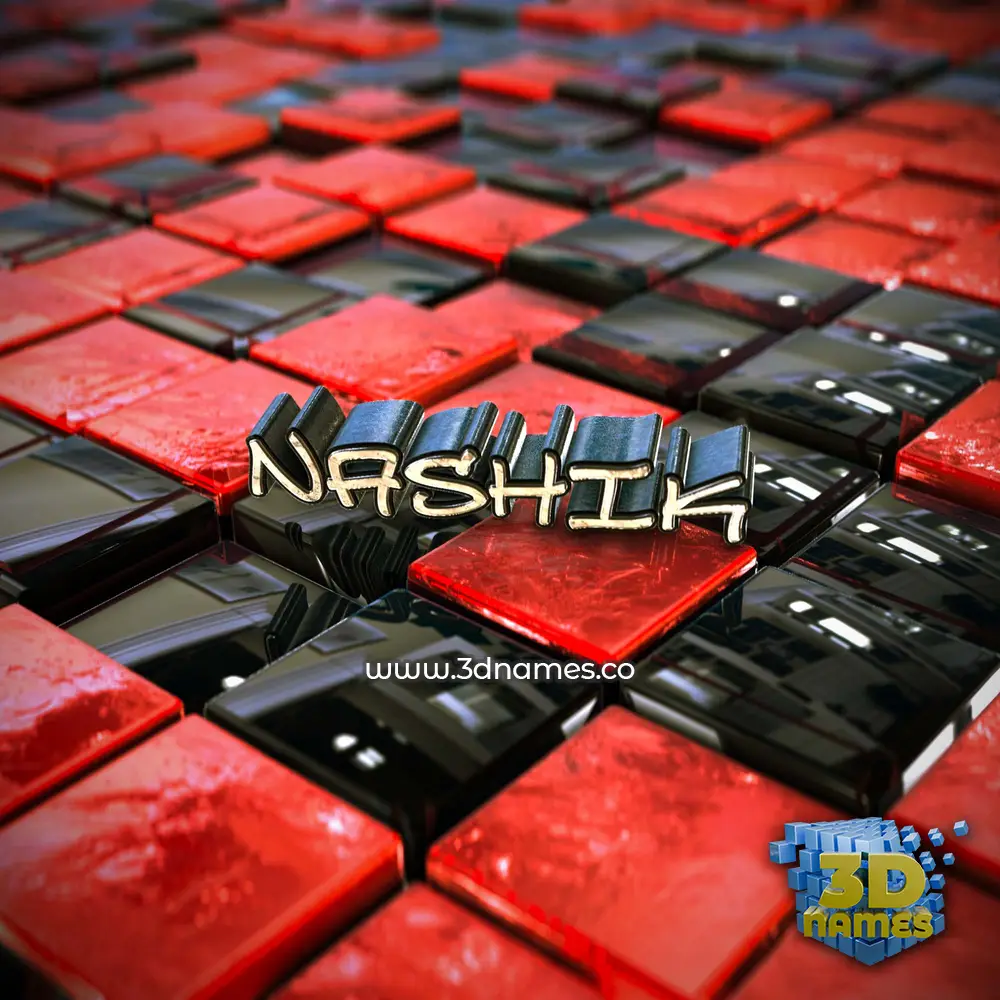 nashik in Red Checkered style - 3D name wallpaper