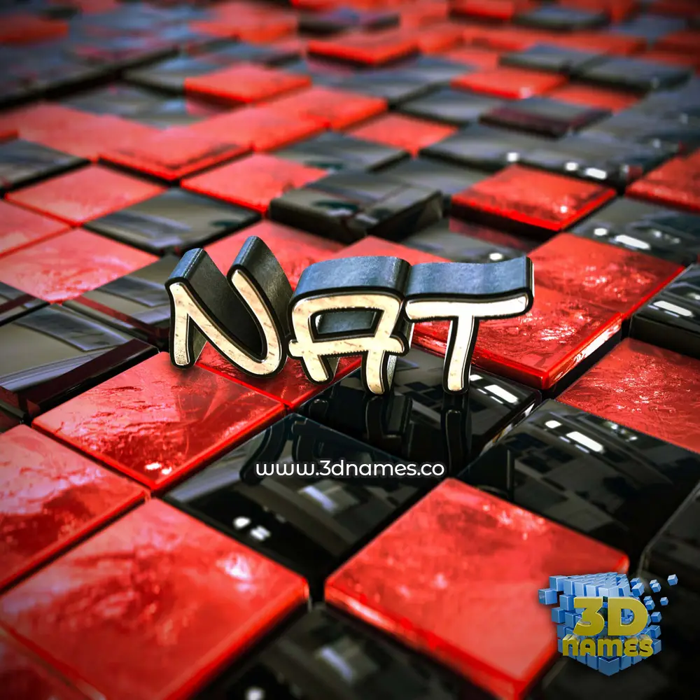 nat in Red Checkered style - 3D name wallpaper
