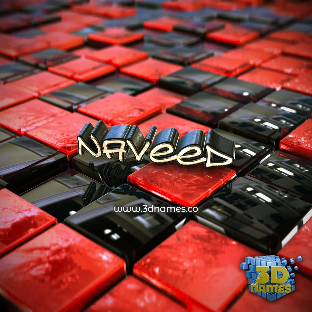 naveed in Red Checkered style - 3D name wallpaper