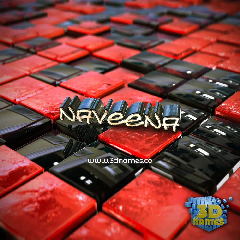 naveena in Red Checkered style - 3D name wallpaper