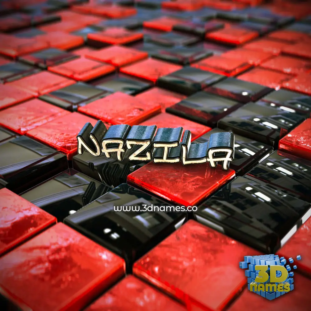 nazila in Red Checkered style - 3D name wallpaper