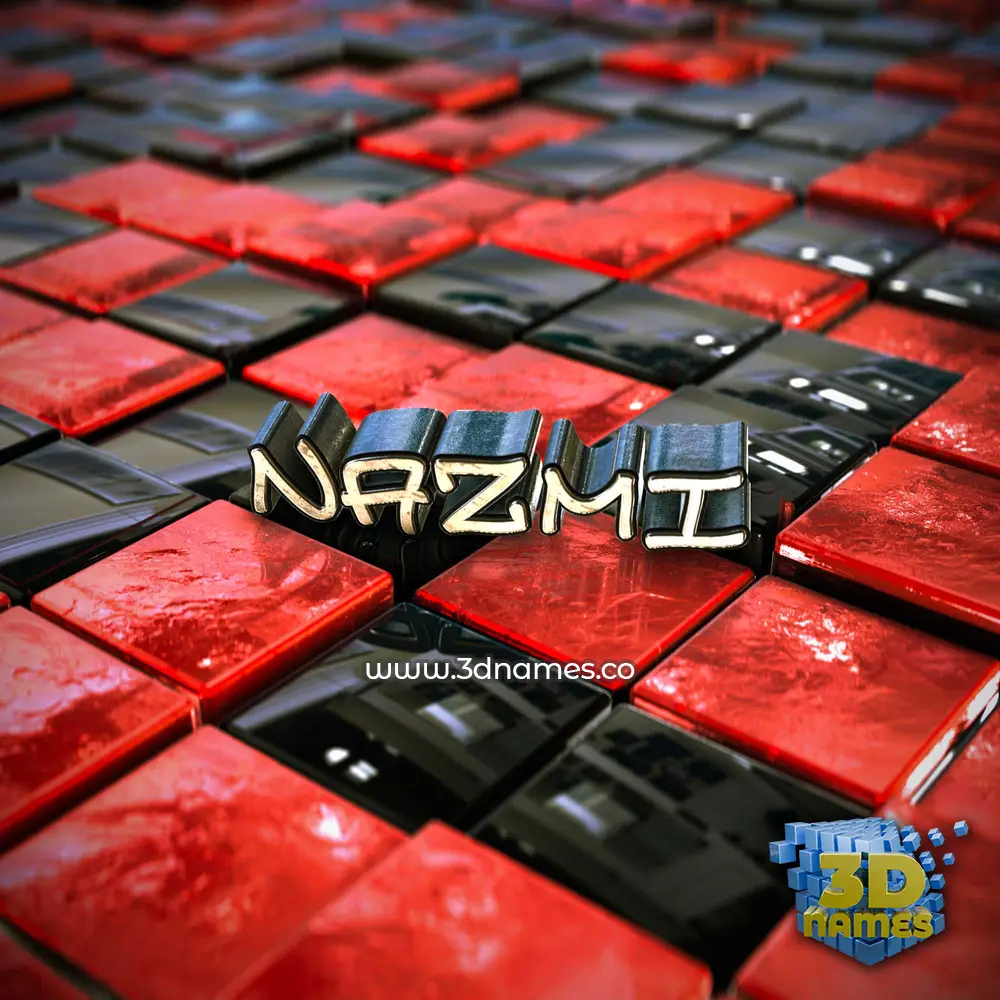 nazmi in Red Checkered style - 3D name wallpaper