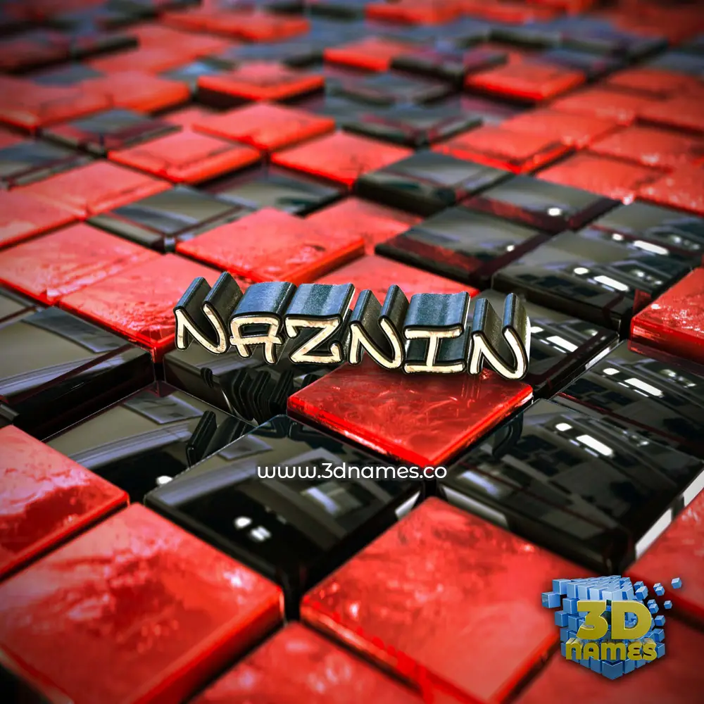 naznin in Red Checkered style - 3D name wallpaper