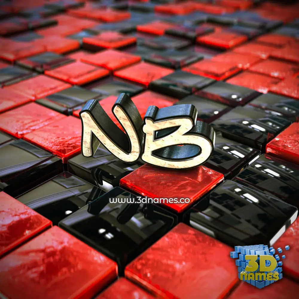 nb in Red Checkered style - 3D name wallpaper