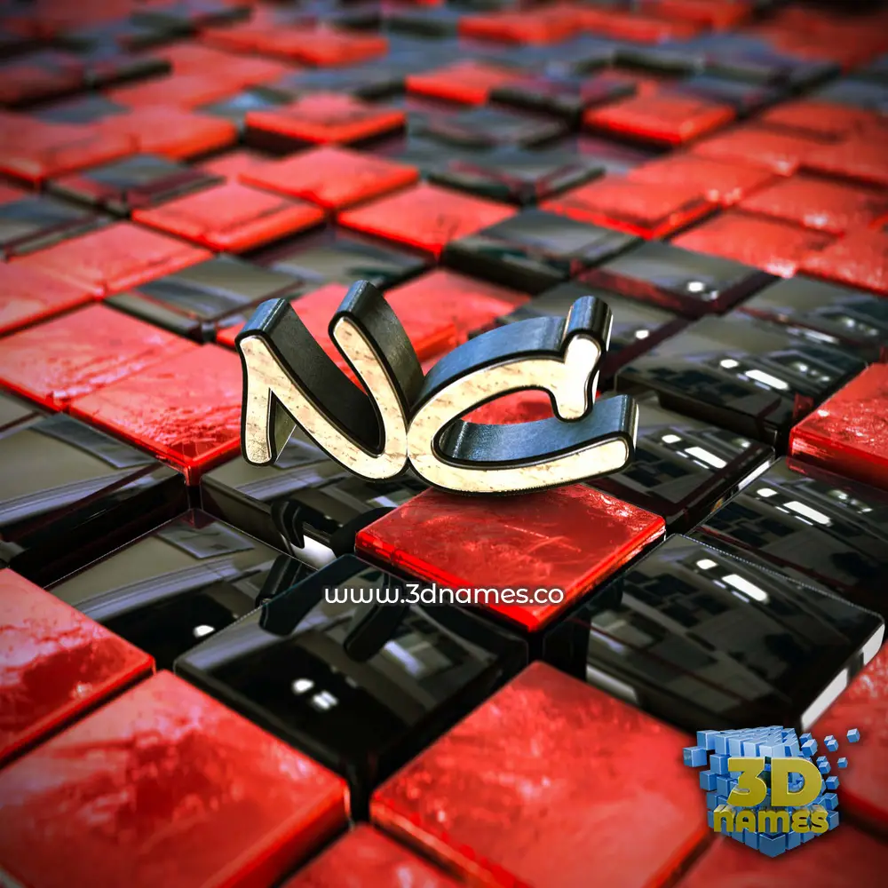 nc in Red Checkered style - 3D name wallpaper