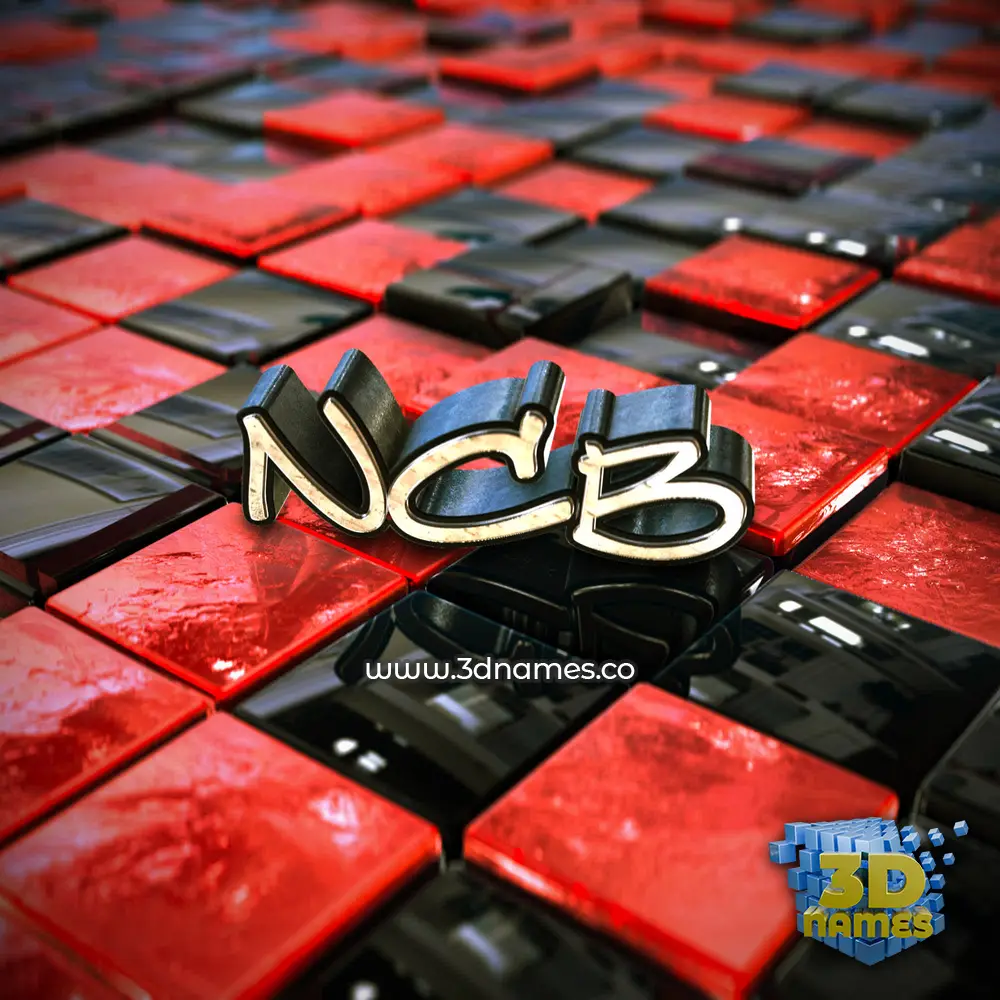 ncb in Red Checkered style - 3D name wallpaper