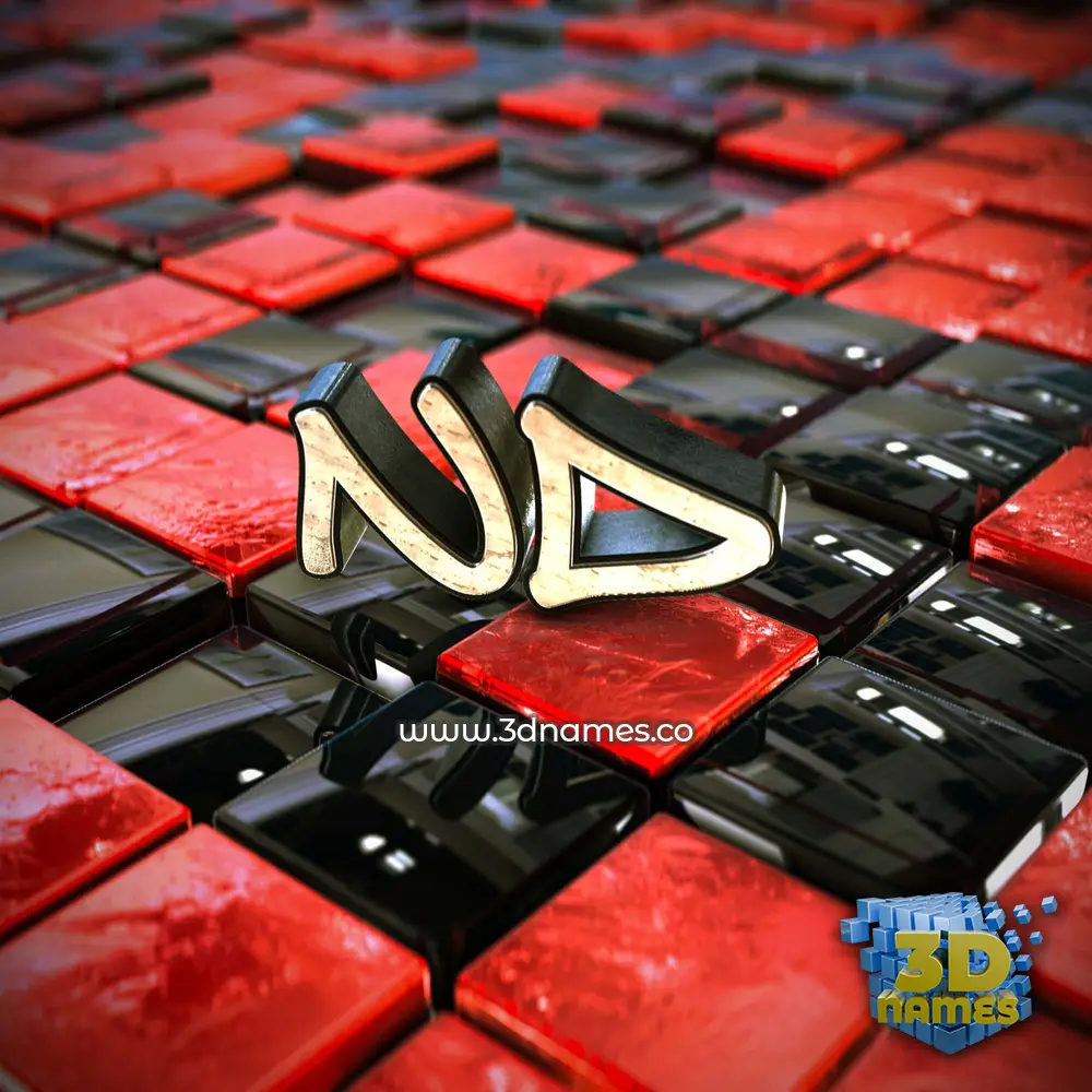 nd in Red Checkered style - 3D name wallpaper