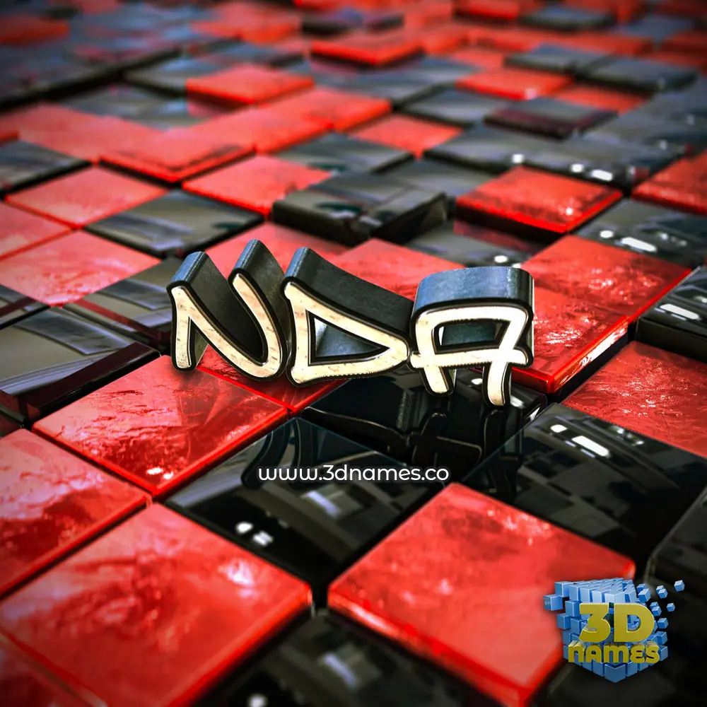 nda in Red Checkered style - 3D name wallpaper