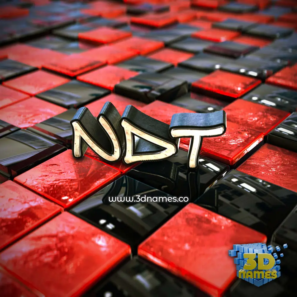 ndt in Red Checkered style - 3D name wallpaper