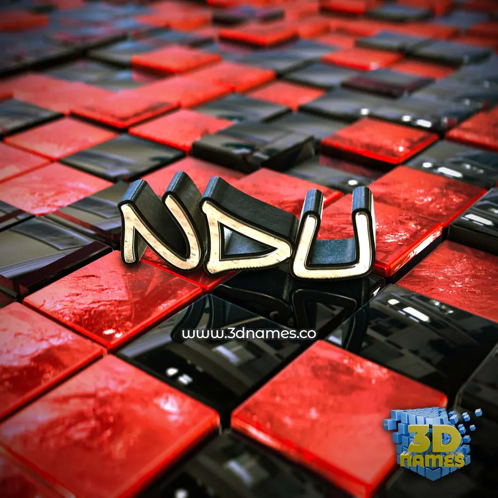 ndu in Red Checkered style - 3D name wallpaper