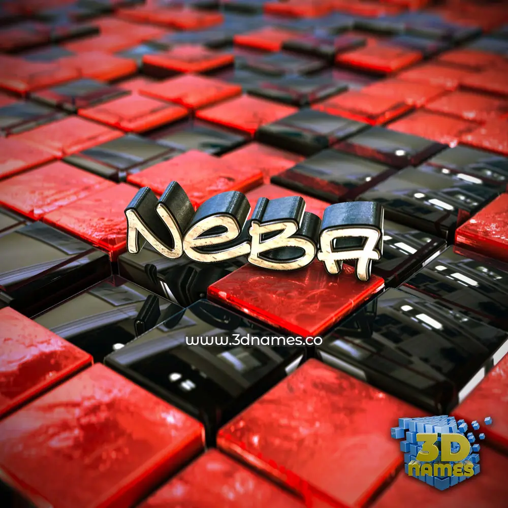 neba in Red Checkered style - 3D name wallpaper