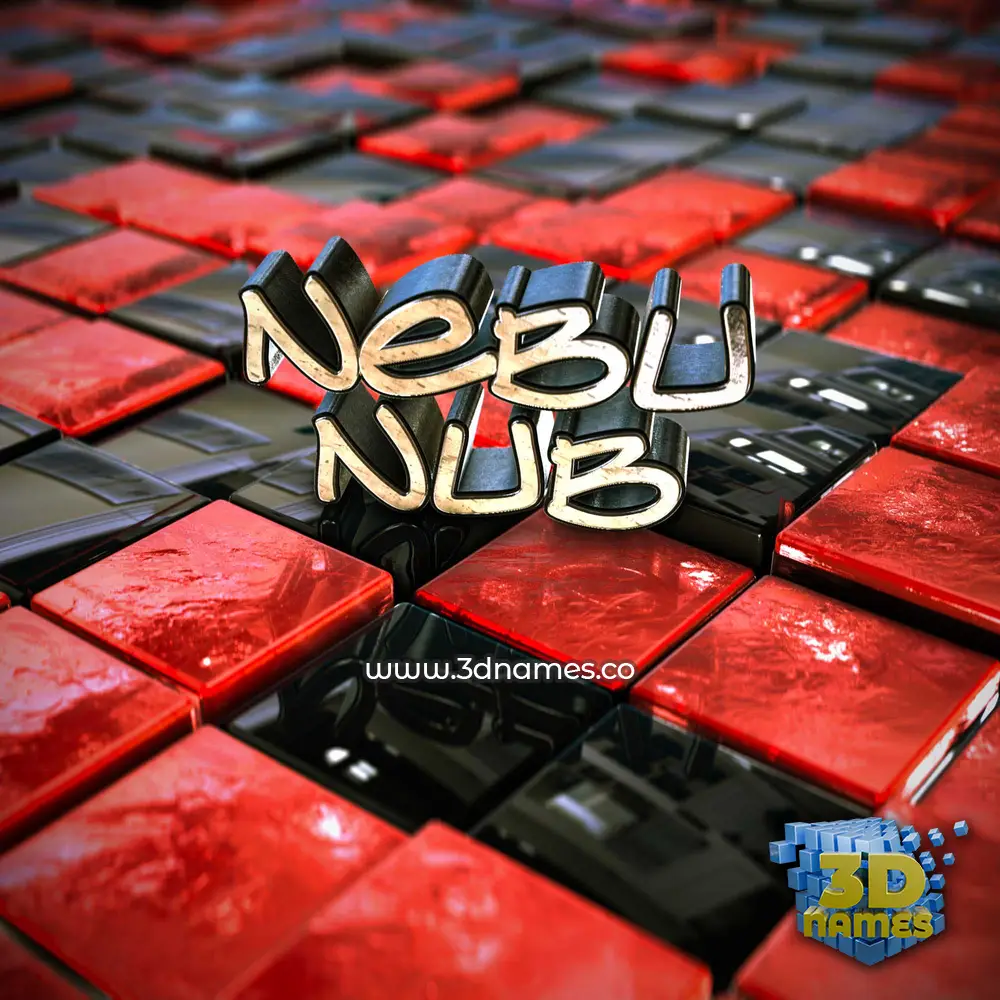 nebu nub in Red Checkered style - 3D name wallpaper