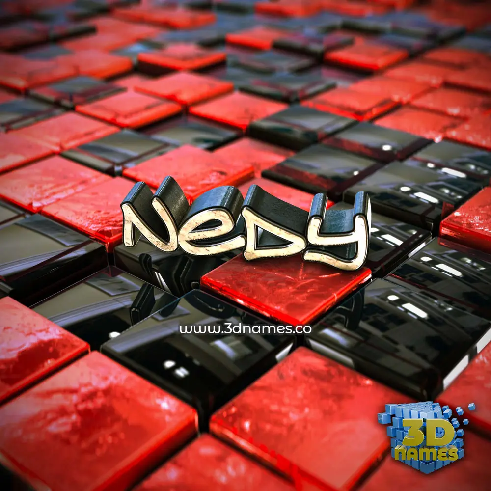 nedy in Red Checkered style - 3D name wallpaper