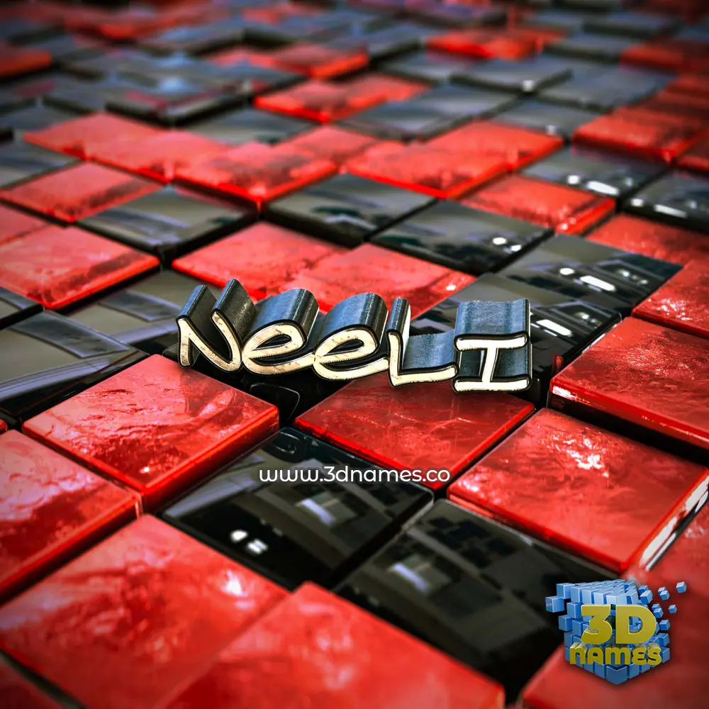 neeli in Red Checkered style - 3D name wallpaper