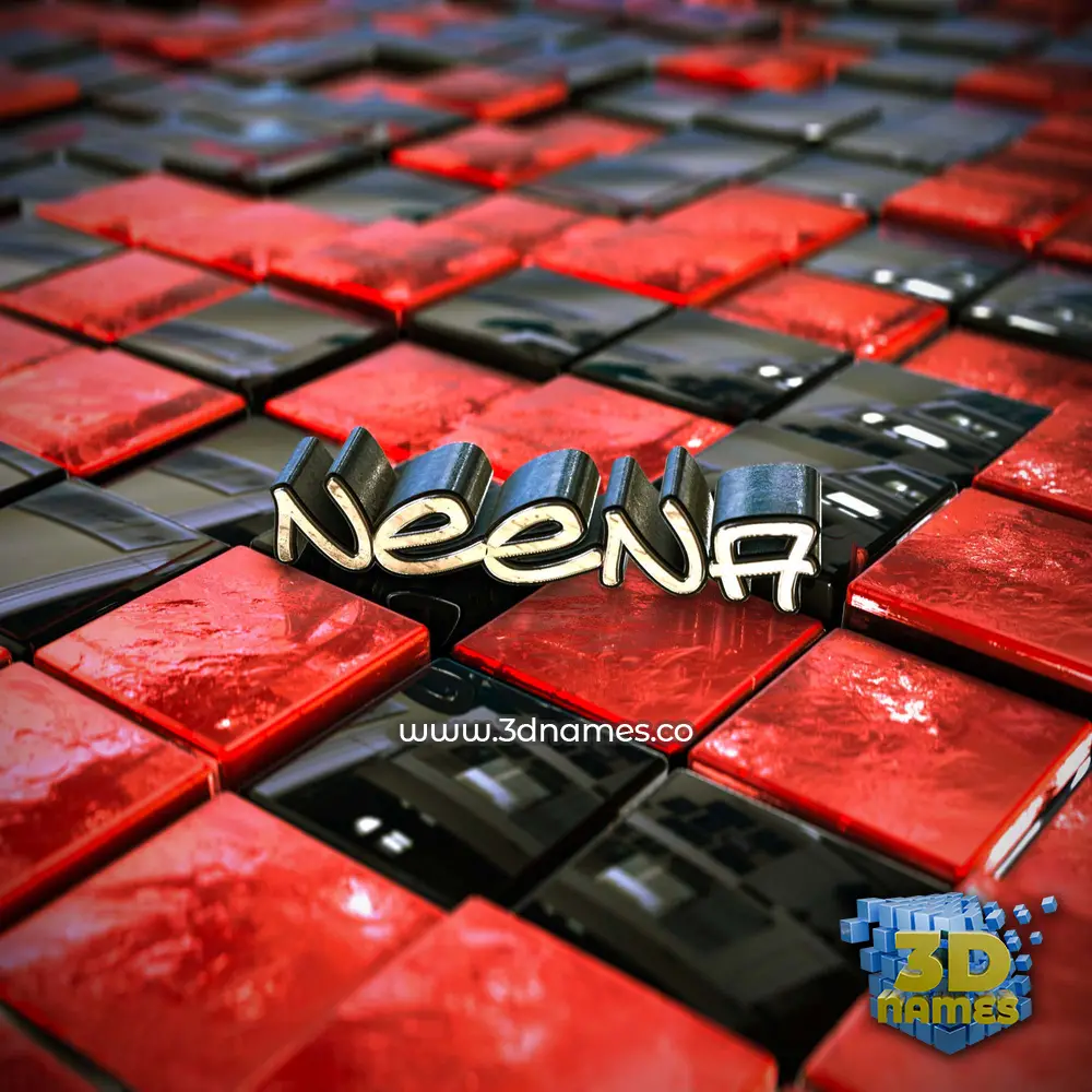 neena in Red Checkered style - 3D name wallpaper