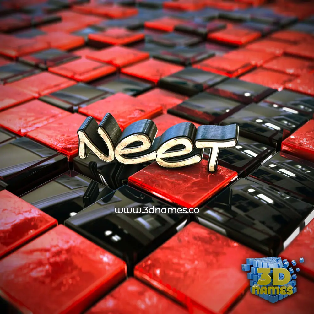 neet in Red Checkered style - 3D name wallpaper
