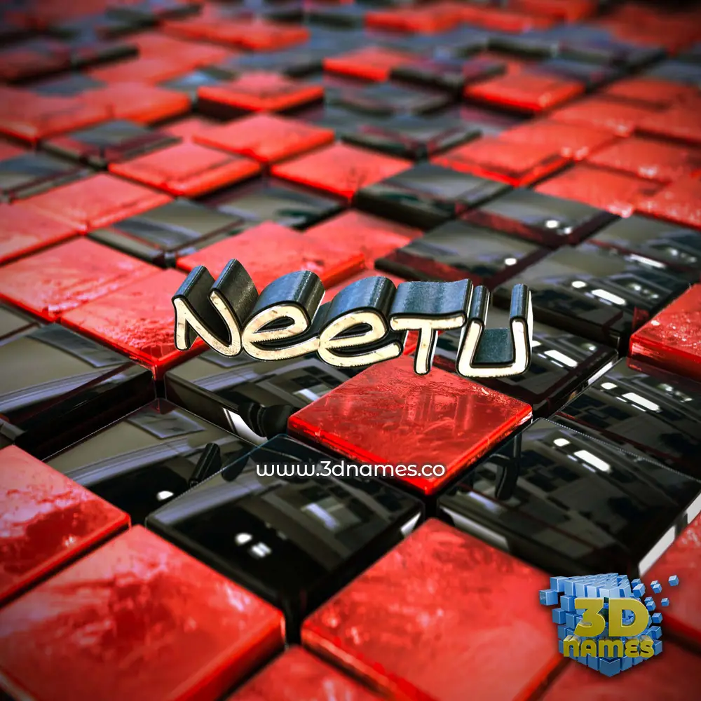 neetu in Red Checkered style - 3D name wallpaper