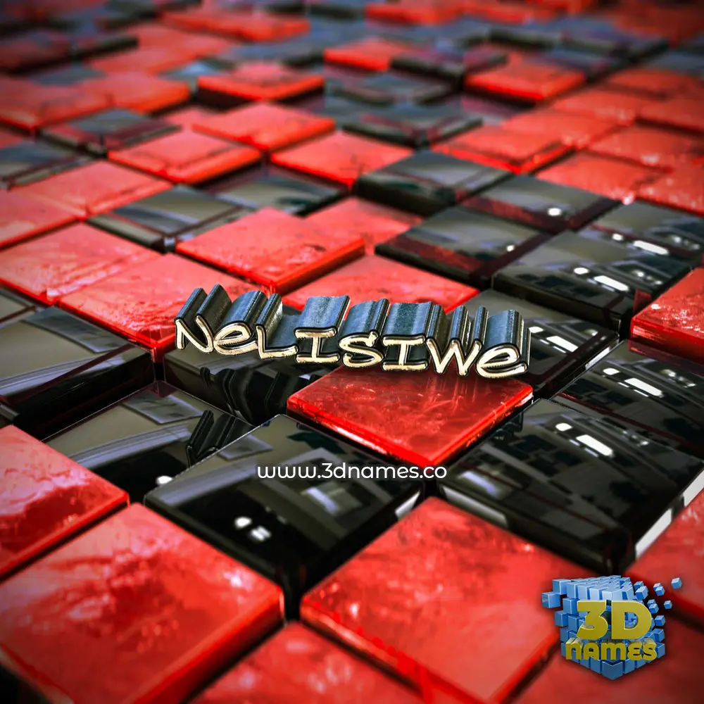nelisiwe in Red Checkered style - 3D name wallpaper