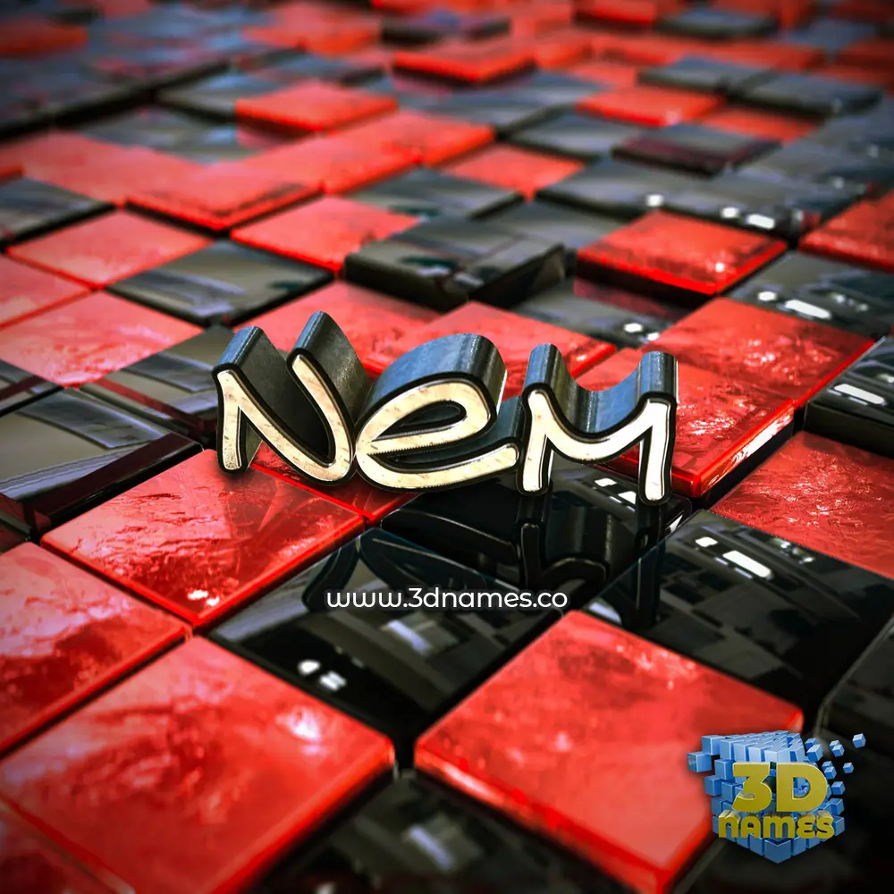 nem in Red Checkered style - 3D name wallpaper
