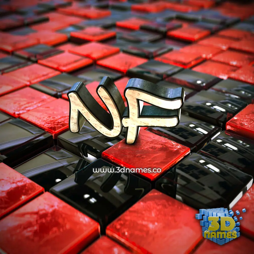 nf in Red Checkered style - 3D name wallpaper