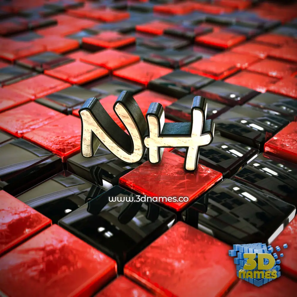 nh in Red Checkered style - 3D name wallpaper