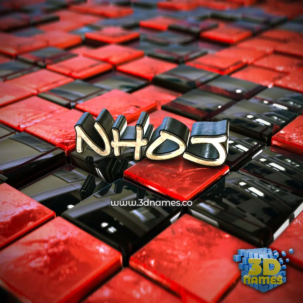 nhoj in Red Checkered style - 3D name wallpaper