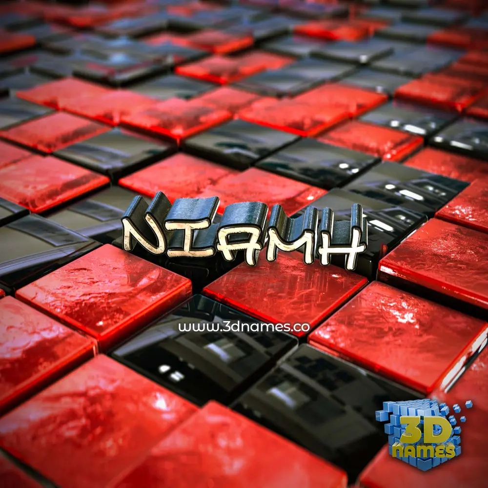 niamh in Red Checkered style - 3D name wallpaper