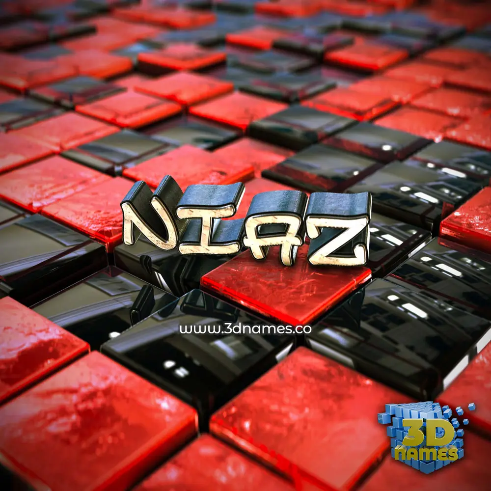 niaz in Red Checkered style - 3D name wallpaper
