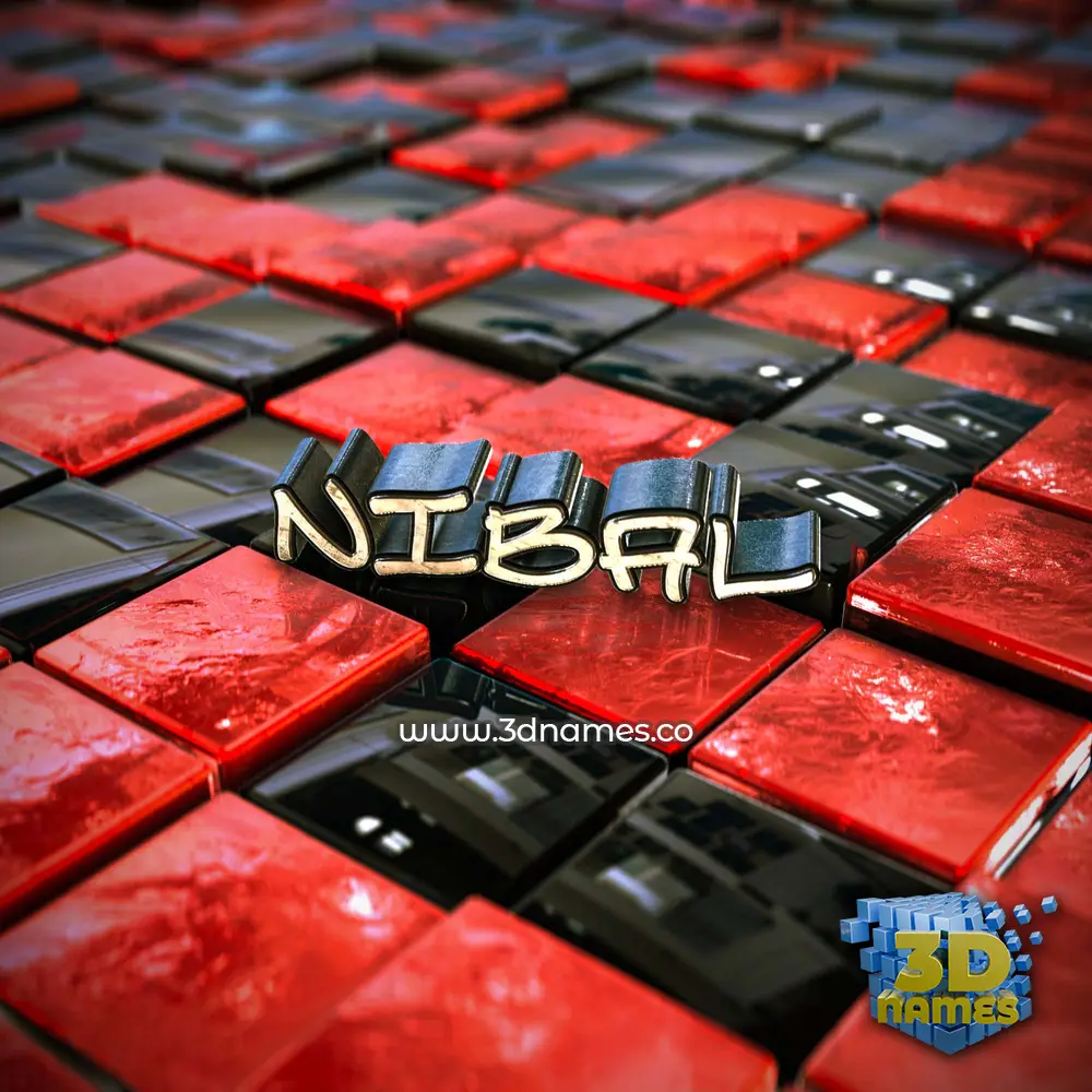 nibal in Red Checkered style - 3D name wallpaper