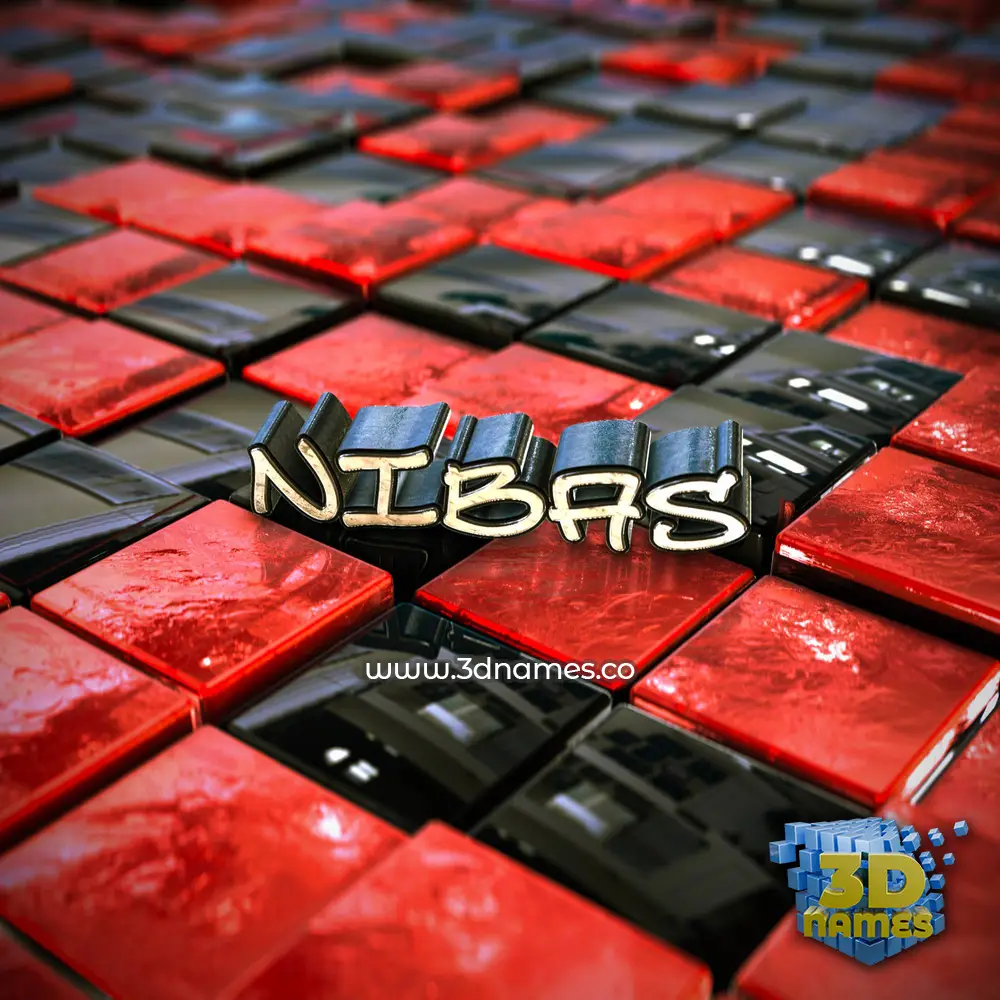 nibas in Red Checkered style - 3D name wallpaper