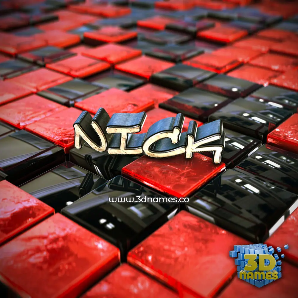 nick in Red Checkered style - 3D name wallpaper