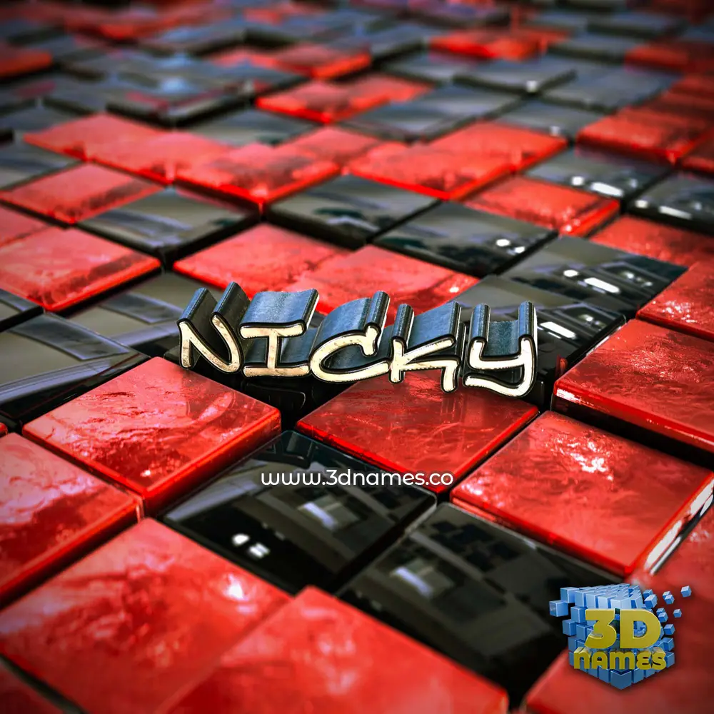 nicky in Red Checkered style - 3D name wallpaper