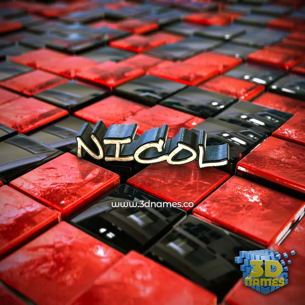 nicol in Red Checkered style - 3D name wallpaper